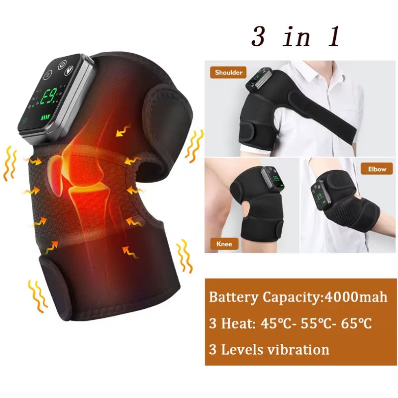 Electric Heating Shoulder Massager Vibration Massage Shoulder Brace Support Belt Rechargeable Warmer Knee Relief 3 Gear Belt Pad