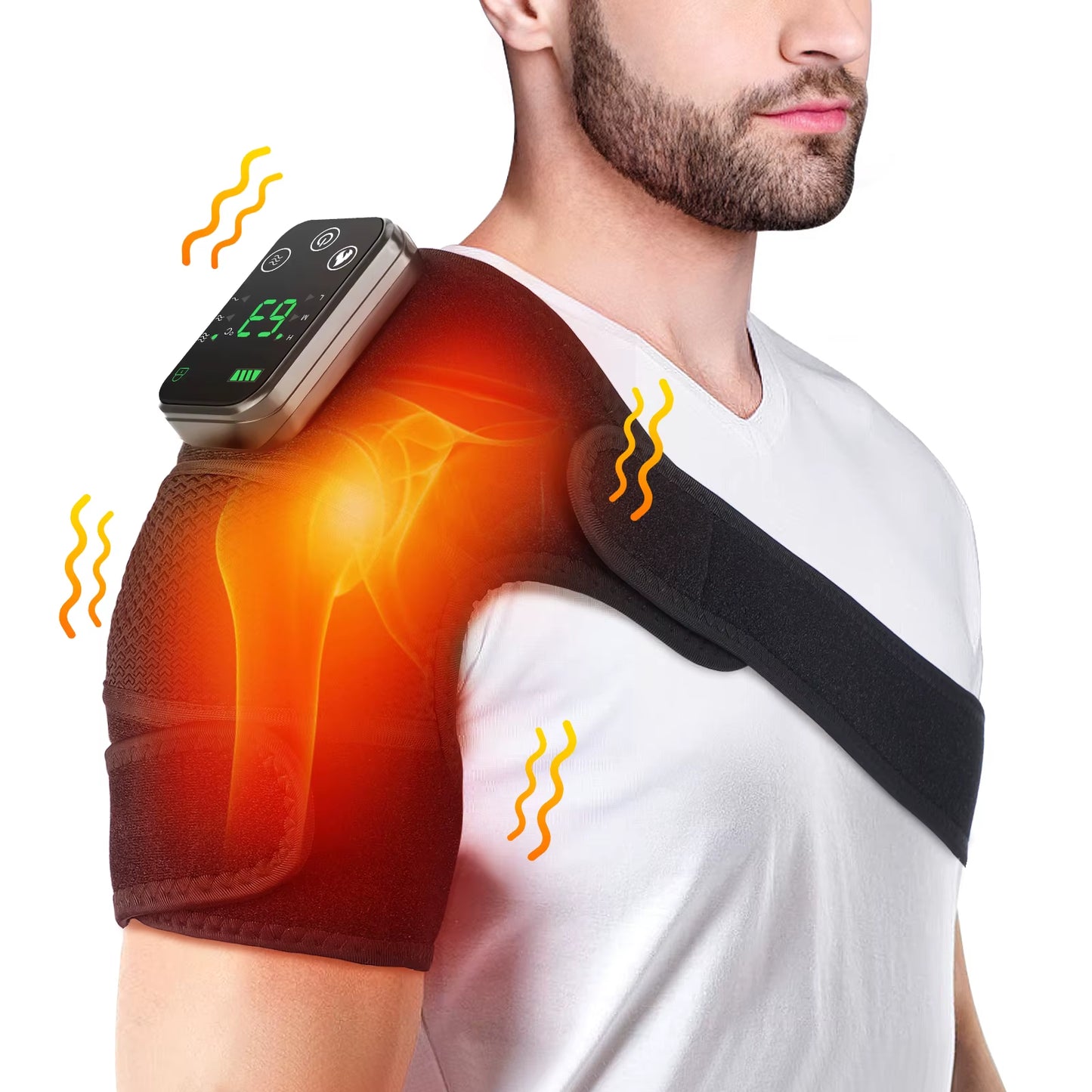Electric Heating Shoulder Massager Vibration Massage Shoulder Brace Support Belt Rechargeable Warmer Knee Relief 3 Gear Belt Pad