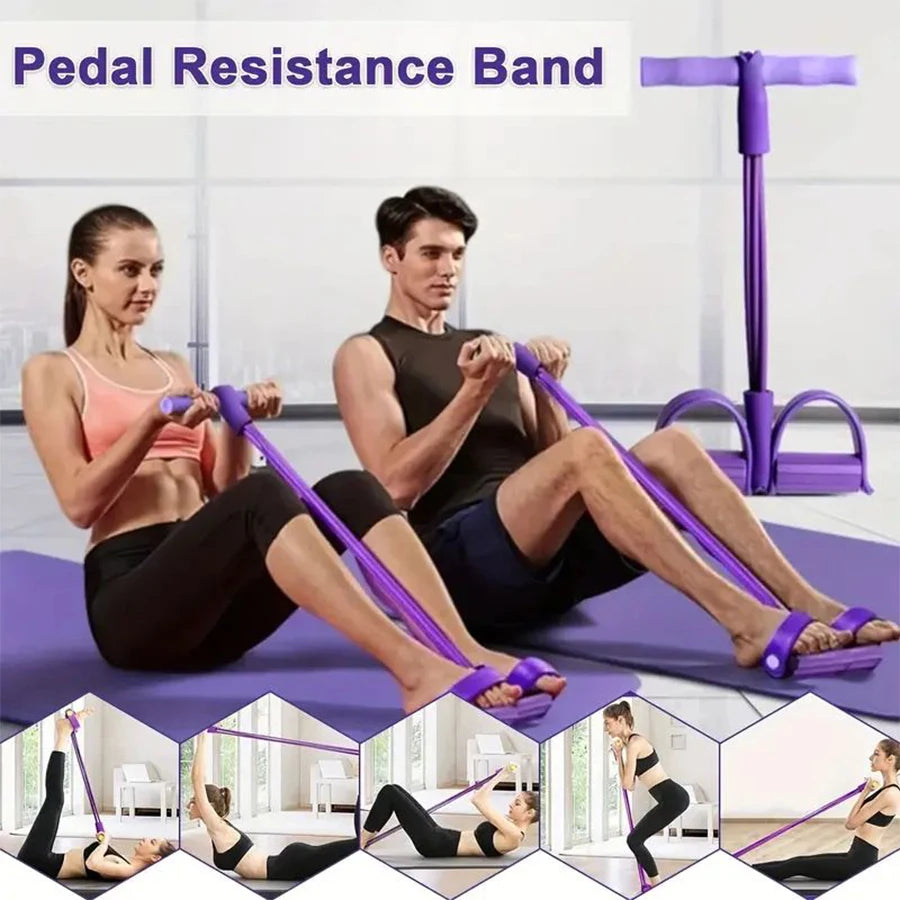 Elevate Your Fitness Routine with the 1Pc 6-Tube Elastic Yoga Pedal Pull Resistance Band - Perfect for Abdominal, Waist, Arm, and Leg Stretching!