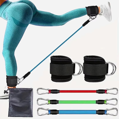 Ultimate Resistance Band Set with Ankle Straps for Versatile Workout and Fitness Training - Perfect for Men and Women