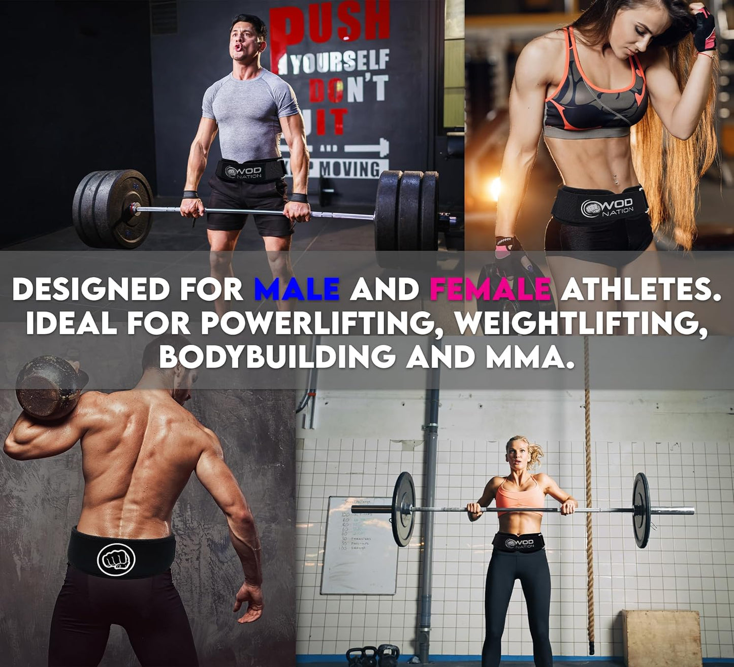 Weight Lifting Belt - 4 Inch Firm Support Nylon Weightlifting Belt for Deadlift, Squat & Powerlifting - Gym Belts for Men & Women - Great for Your Strength Training Equipment and Workout