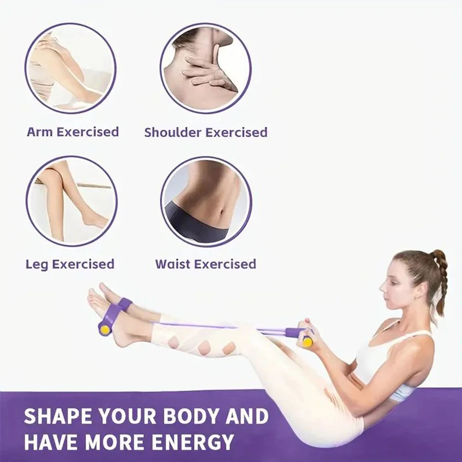 Elevate Your Fitness Routine with the 1Pc 6-Tube Elastic Yoga Pedal Pull Resistance Band - Perfect for Abdominal, Waist, Arm, and Leg Stretching!