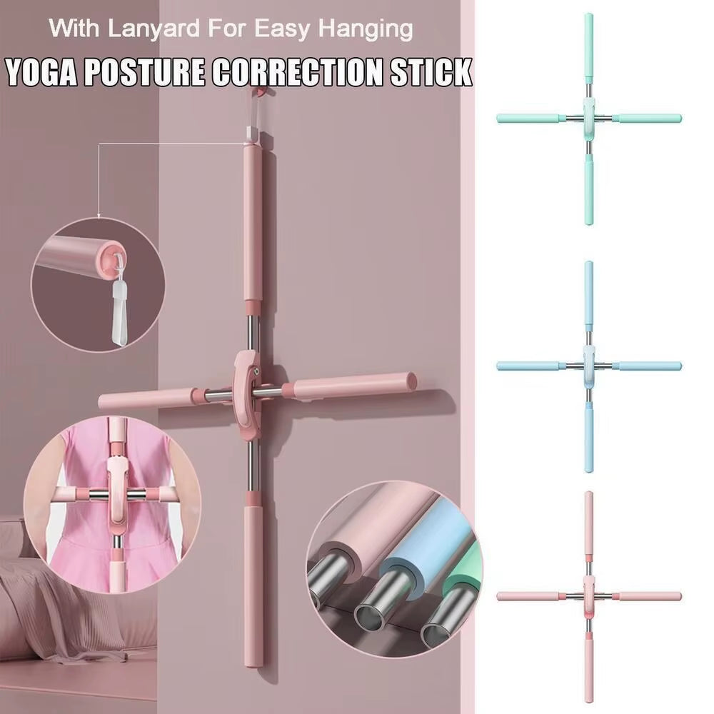 Transform Your Posture with the New Adjustable Yoga Pole - Open Shoulder Beauty Back Corrector Stick